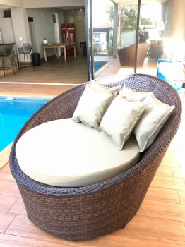 Chaise Alumínio e Junco com Estofado 1,70m