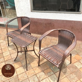 Conjunto 2 Poltronas e Mesinha Jardim Piscina Junco