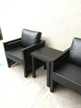 Conjunto Dubai 2 Poltronas e 1 Mesinha apoio ripada